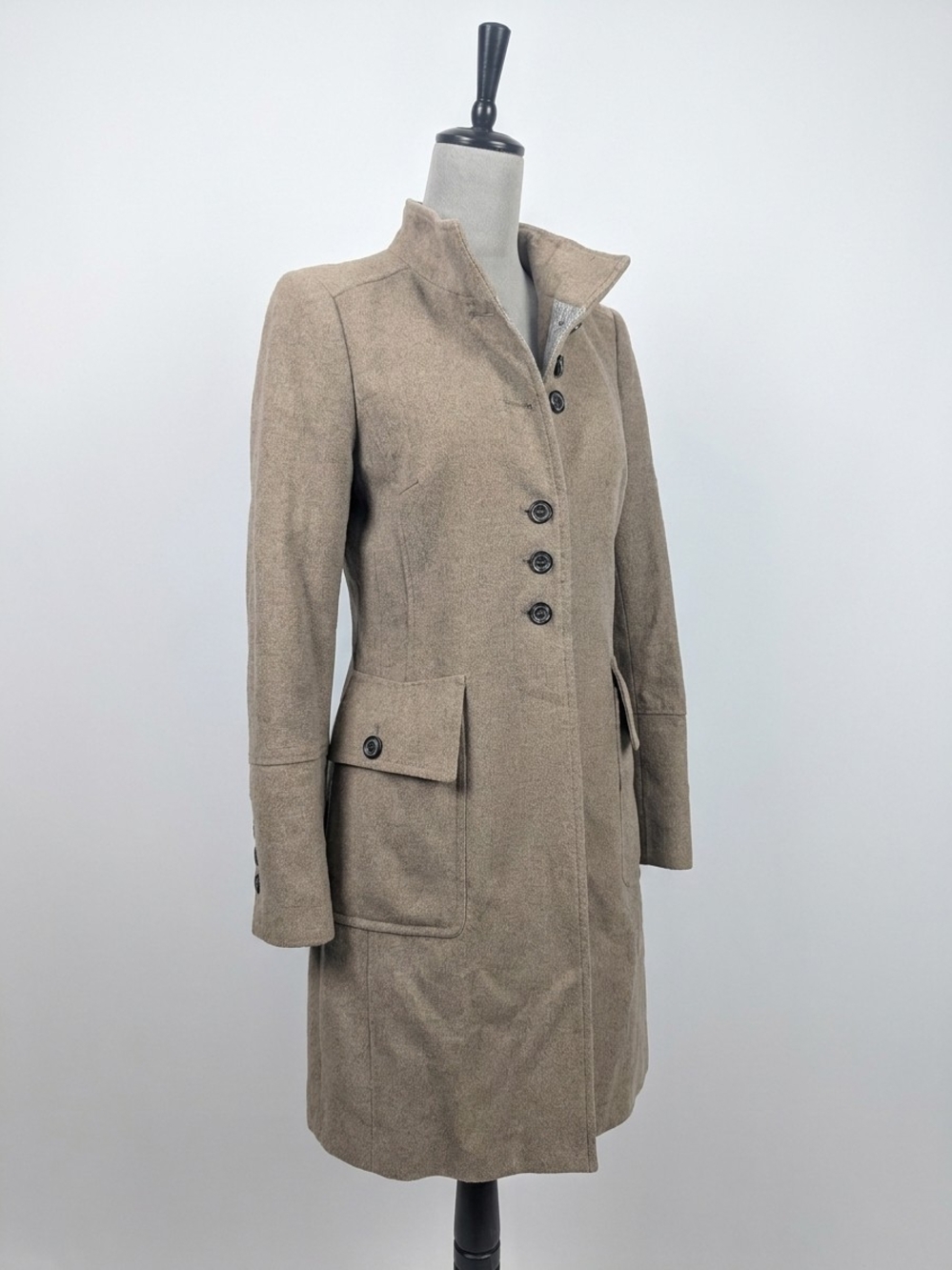 Zara Taupe Long Tailored Button-Front Trench Coat